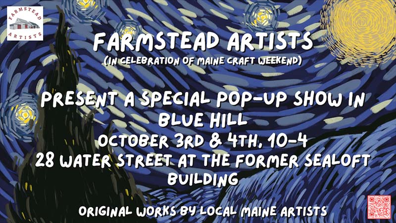 Blue Hill Sea Loft — original art and craft sale, October 3-4, 2026, 28 Water Street, Blue Hill, Maine